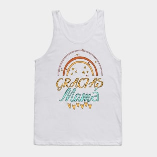 Phrase in Castilian, phrase in Spanish. Happy Mother's Day. Thanks Mom. Tank Top